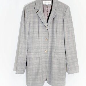 Vintage 00s Long Line Grey Plaid Blazer by Jones New York / size Small